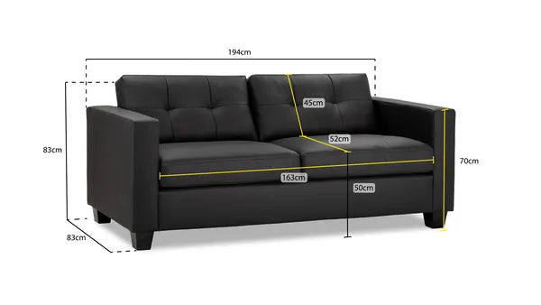 Jerry Black 3 seater Sofa