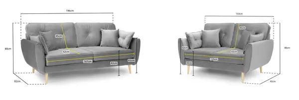 Zinc 2 and 3 Seater Sofa Set